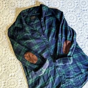 Ci Sono Blue & Green Plaid Flannel | Size L